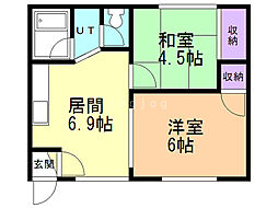 ヒルズジュエリーB 2DKの間取図画像