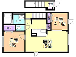アザレラメゾン 2LDKの間取図画像