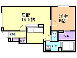 エリジオン秋山 1LDKの間取図画像