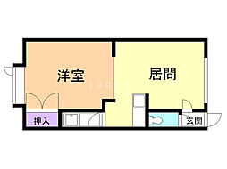 クリスタル夏月5 1DKの間取図画像