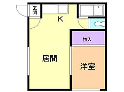 メゾンビーブル2 1DKの間取図画像