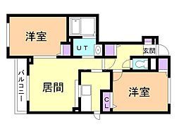 パールオブエビスG 2LDKの間取図画像
