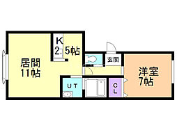 アビタシオンソール 1LDKの間取図画像
