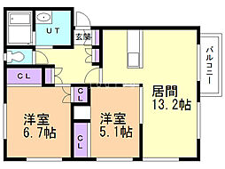 GrandeMaison 2LDKの間取図画像