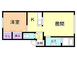 パナセア3 1LDKの間取図画像
