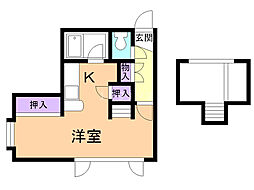タウンハウス明野 1Kの間取図画像