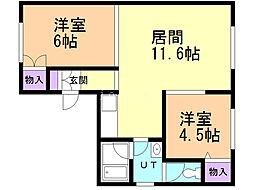 ライフシャトー1 2LDKの間取図画像