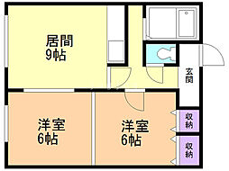 コルティーレ27 2DKの間取図画像