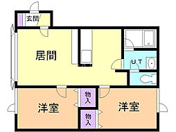 レインボウハウスときわNo.19 2LDKの間取図画像