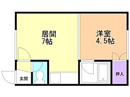 サンシティ音羽B 1DKの間取図画像