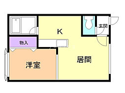 シェソワ明野 1DKの間取図画像