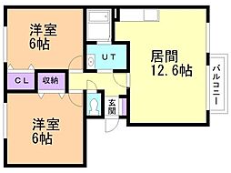 ウイッシュメゾン 2LDKの間取図画像