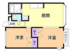 メゾンボヌール 2LDKの間取図画像