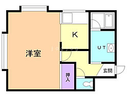 クリスタルハーモニー17 1Kの間取図画像