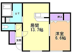 ロイヤルハイム明野新町J 1LDKの間取図画像