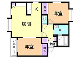 ラ・ジェンティーレ 2LDKの間取図画像