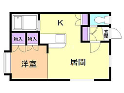 アティック新町 1DKの間取図画像