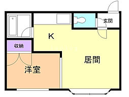 クリスタルハウスアップル 1DKの間取図画像