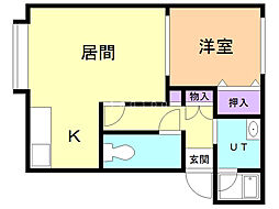 ハピネス三条 1DKの間取図画像