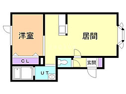 レインボーハウスピオーネ 1LDKの間取図画像