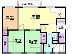 アンビシャス高砂 2LDKの間取図画像