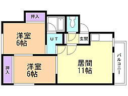 ゼフィール 2LDKの間取図画像