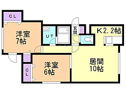 マグネット2 2LDKの間取図画像