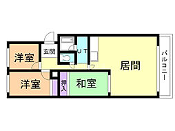 第2日の出ハイツ 3LDKの間取図画像