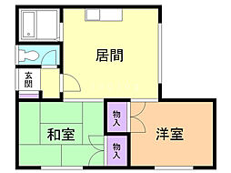 ブリリアント船見D 2DKの間取図画像