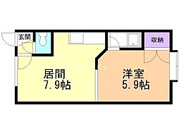 パステルサンライズ 1DKの間取図画像