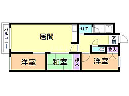 沼ノ端ハイツB棟 3LDKの間取図画像