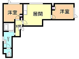 アパルトマンメルシー 2DKの間取図画像