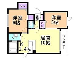 エターナル 2LDKの間取図画像