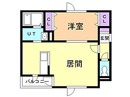 レインボーハウスボナール 1LDKの間取図画像