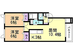 プレシャスビレッジ4 2LDKの間取図画像