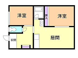 リバティハイツ 2LDKの間取図画像