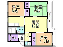 グランドール矢代 3LDKの間取図画像