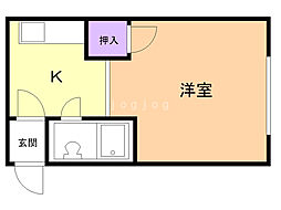 コーポウエスト ワンルームの間取図画像
