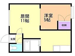 ノースパークA 1LDKの間取図画像