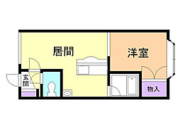 ガイア緑町 1DKの間取図画像