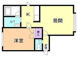 ドルチェ新富 1LDKの間取図画像
