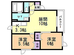 Lusud 2LDKの間取図画像