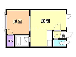 ブランドK7 1DKの間取図画像