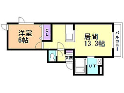 レユシールミズ 1LDKの間取図画像