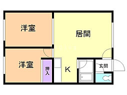 コーポフルベースC 2LDKの間取図画像