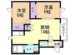 レインボウハウスツインリーフス 2LDKの間取図画像