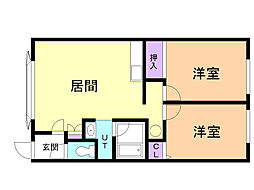 コーポバジル 2LDKの間取図画像