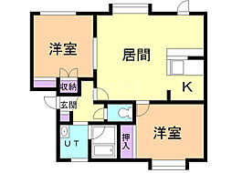 クレアトゥールウエストウイング 2LDKの間取図画像