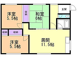 日吉荘 3LDKの間取図画像