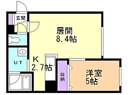 レユシールケー 1LDKの間取図画像